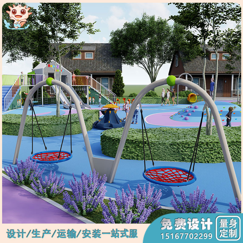 室外小區(qū)兒童游樂設(shè)備_連廊樹屋