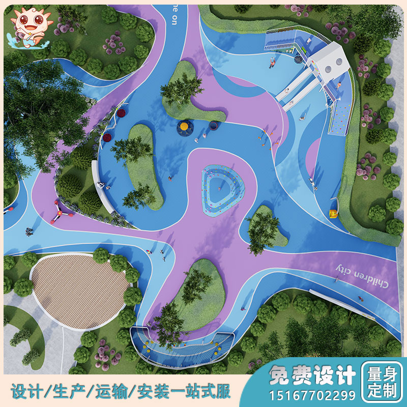 室外小區(qū)兒童游樂設(shè)備_連廊樹屋