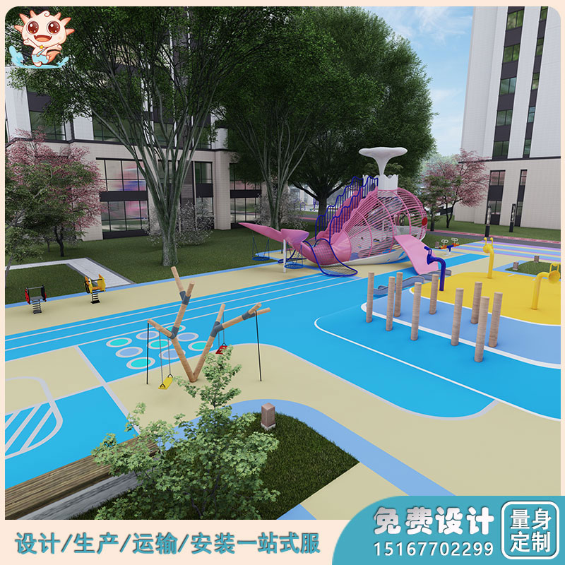 小區(qū)兒童游樂(lè)設(shè)備_鯨魚(yú)組合滑梯