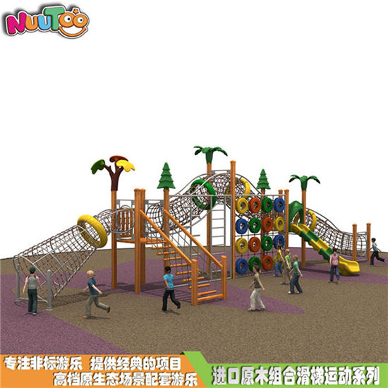新式鉆網(wǎng)組合滑梯 實(shí)木組合滑梯 戶外兒童游樂(lè)設(shè)施廠家LT-ZH013