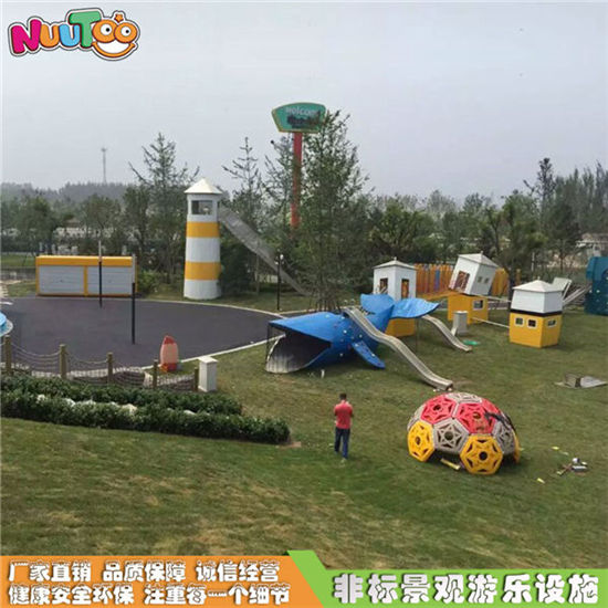 新型景觀非標(biāo)游樂設(shè)施 經(jīng)典木質(zhì)游樂設(shè)備 公園兒童鯊魚游樂組合LT-FB001