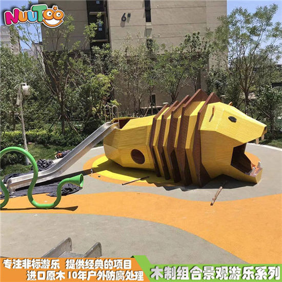 新型獅子兒童樂園 大型非標游樂設(shè)備 經(jīng)典木質(zhì)組合滑梯兒童景觀游樂設(shè)施LT-FB002